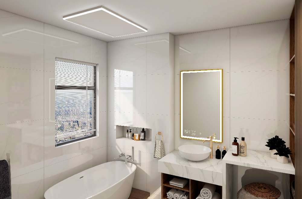 Infraroodpanelen met LED verlichting worden veel in de badkamers gebruikt Infraroodpanelen met LED verlichting worden veel in de badkamers gebruikt