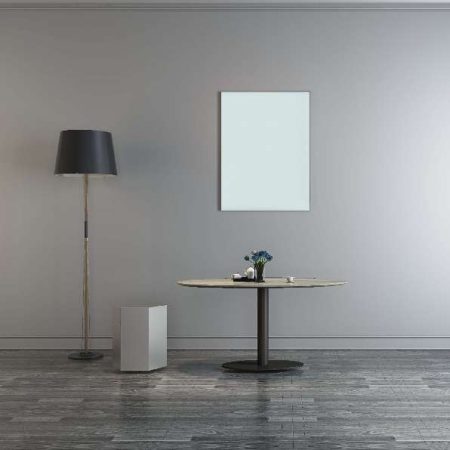 wit glazen infrarood panelen aan de muur