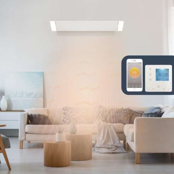 Heater met LED in de huiskamer